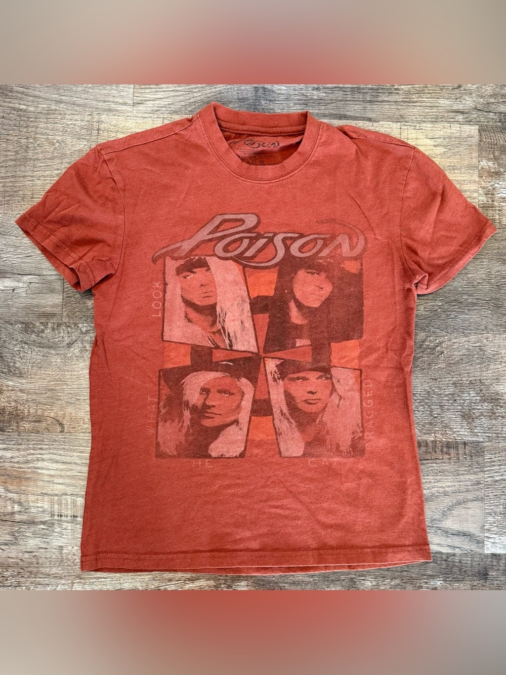 Poison Orange Look What the Cat Dragged In Band T-Shirt XS Womens Grunge Rock